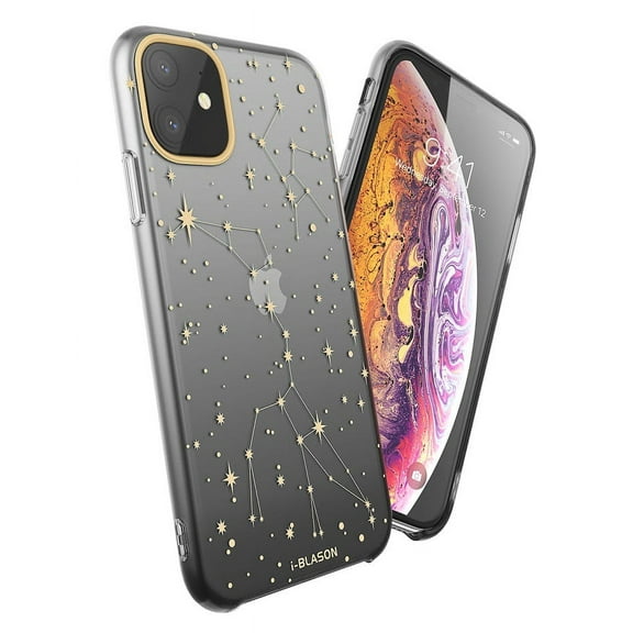 i-Blason OMG Series Case for iPhone 11 (2019 Release), Ultra Slim Liquid Silicone Soft Gel Rubber Protective Case (Black/Star), 6.1"