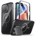 thumbnail image 1 of i-Blason Shield Mag for iPhone 15 Pro Max Case 6.7 inch with Camera Cover Stand, Compatible with MagSafe Clear Full-Body Shockproof Rugged Bumper Protective Case with Built-in Screen Protector (Black), 1 of 10