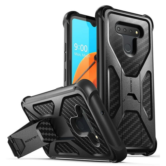 i-Blason Transformer Series Designed for LG K51 Case(2020) / LG Q51 Case, Dual Layer Rugged Bumper Case with Built-in Kickstand (Black)