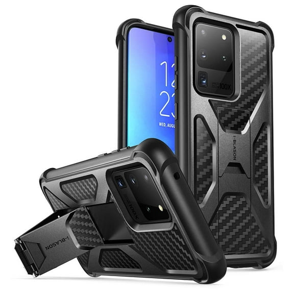 i-Blason Transformer Series Designed for Samsung Galaxy S20 Ultra 5G Case (2020), Dual Layer Rugged Bumper Case with Built-in Kickstand (Black)