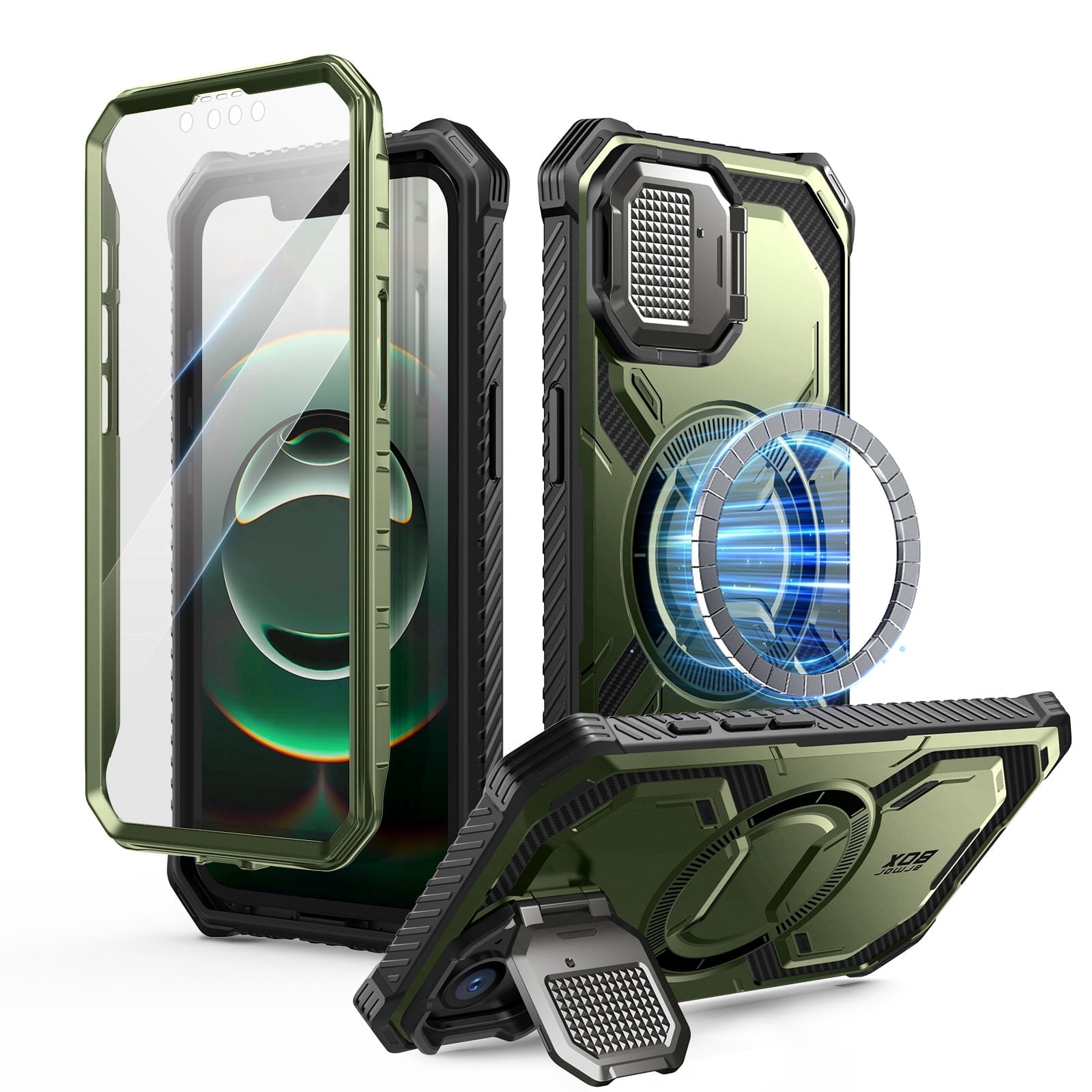 i-Blason for iPhone 17e/16e 6.1" Case with Camera Cover Stand [Built-in Screen Protector] [Wireless Charging Compatible] Full-Body Heavy Duty Military-Grade Protection Magnetic Phone Case, Guldan