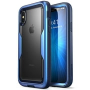 i-Blason iPhone X Case, Heavy Duty Protection, Clear Back, Magma Series, Shock Reduction/Bumper Case, Blue