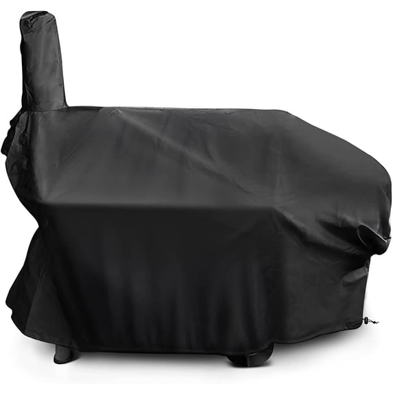 i COVER 66 Inch 600D Heavy Duty Water Proof Patio Outdoor Canvas Offset BBQ Barbecue Smoker Cover G21610 for Brinkmann Char-Broil Char Griller Oklahoma Joe Landmann (Black)