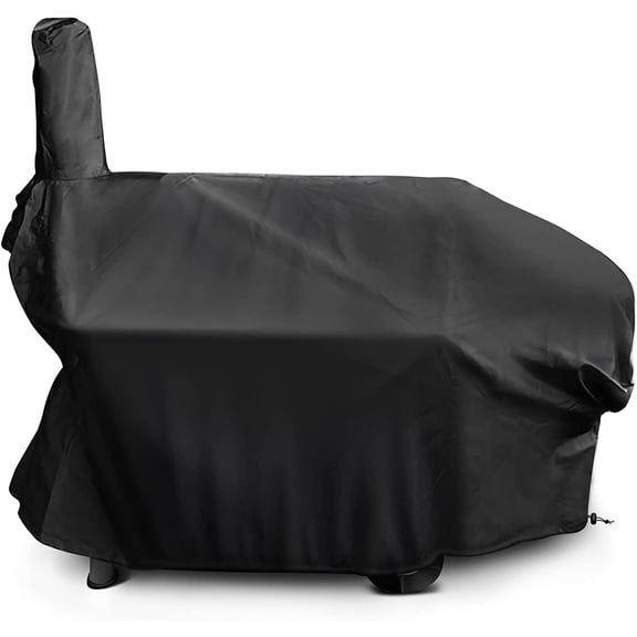 i COVER 66 Inch 600D Heavy Duty Water Proof Patio Outdoor Canvas Offset BBQ Barbecue Smoker Cover G21610 for Brinkmann Char-Broil Char Griller Oklahoma Joe Landmann (Black)