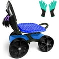 i COVER Garden Cart Rolling Stool Four Wheels with Tool Bag and Two