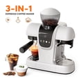 thumbnail image 1 of i Cafilas 20 Bar Semi Automatic Espresso Machine with Built-in Grinder&Steam Wand, Pre-Infusion, NTC Temp Control, 58mm Single/Double Portafilter, Removable Water Tank & Drip Tray(White), 1 of 12