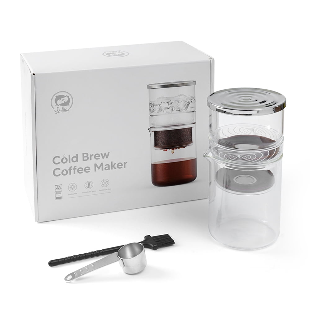 Ice Drip Coffee Maker, Commercial Pine Wood + Handmade Glass Cold Brew Coffee Household Ice Drip Coffee Pot Lomana