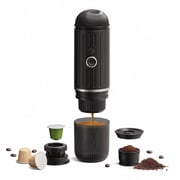 i Cafilas Rich Crema Portable Electric Espresso Coffee Maker, Fast self-heating 2 IN 1 Extraction System Espresso Machine,Support Ground Coffee and NS capsule, for Travel,Car,Hiking,Climbing Black