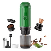 i Cafilas Fast self-heating Portable Electric Espresso Coffee Maker, 2 IN 1 Extraction Espresso Machine, Support Ground Coffee and NS capsule, for Travel,Car,camping,Climbing Rich Crema  Green