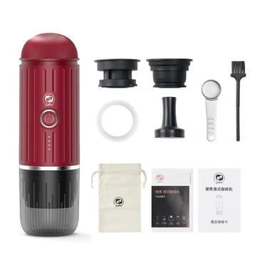 i Cafilas ME2218 19 Bar 2in1 Portable Espresso Coffee Machine with heating function Fit Nes Capsule & Coffee Powder for Vehicle, Travel, Home, Office,Red