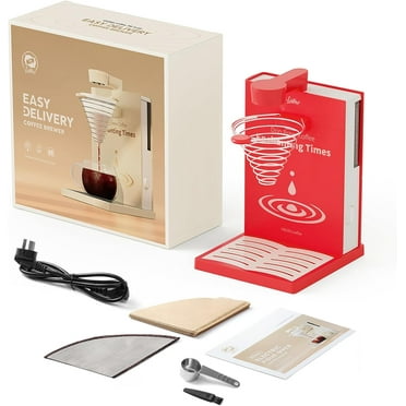 i Cafilas Portable Foldable Electric Pour Over Coffee Machine,Drip Electric Coffee Maker with Elegant Design for Car Truck Camping Hiking Outdoors Golfing, 10oz.Capacity,400W (Red)