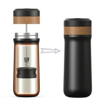 i Cafilas Portable French Press Coffee Maker Removable Thermos Vacuum Insulated Mug Pot 304 Stainless Steel With Unique Filter Hot/Cold Brew Outdoor Camping Bottle, 320ml/11oz