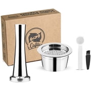 i Cafilas Refillable Pods Reusable Stainless Steel Coffee Capsules Compatible with K Fee Brewers 1 coffee pod+1 stainless steel tamper