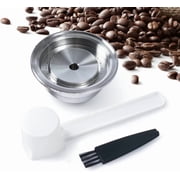 i Cafilas Stainless Steel Reusable Coffee Pod Compatible with Nespresso VertuoLine GCA1, ENV135&ENV150, Refillable Capsule for Double Espresso 2.4oz/70ml, Eco-Friendly Filter Kit with Scoop & Brush