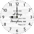 thumbnail image 1 of i Can Do All Things Through Christ Christian Wood Clock Christian Quotes Bible Scripture Inspirational Words Wall Clock Religious Home Décor 10 Inch Silent Non-Ticking Battery Operated, 1 of 5