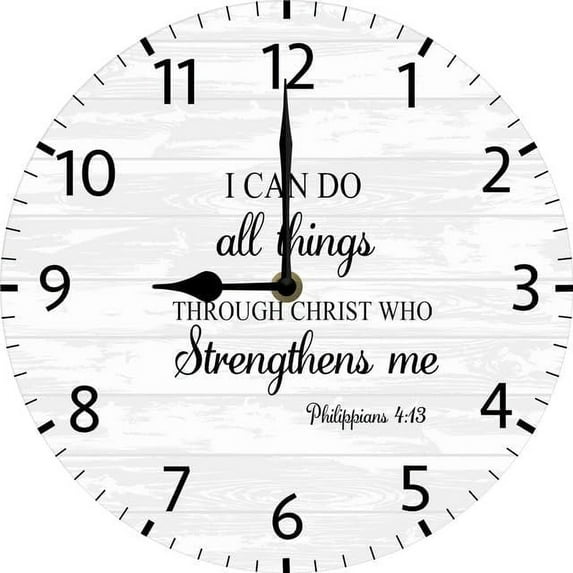 i Can Do All Things Through Christ Christian Wood Clock Christian Quotes Bible Scripture Inspirational Words Wall Clock Religious Home Décor 10 Inch Silent Non-Ticking Battery Operated