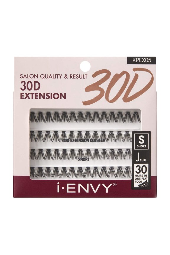 i-ENVY 30D Extension Cluster Individual Lashes, Easy to Apply, Flat Tapered-End Root, Pre-fanned Volume Lashes, J Curl with Soft Fiber, Quick Application for Salon Quality & Result (Short-56Clusters)