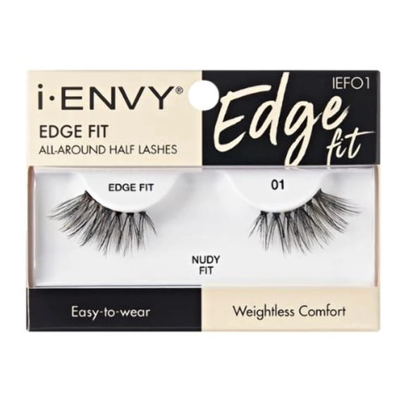 i-ENVY Half Lashes, Edge Fit False Eyelashes Natural Dramatic Look Wispy Cat Eye Clear Band Fluffy Volume Soft Strip Short Half Fake Eyelashes Light Weight Comfort Everyday Easy to Wear (NUDY FIT)