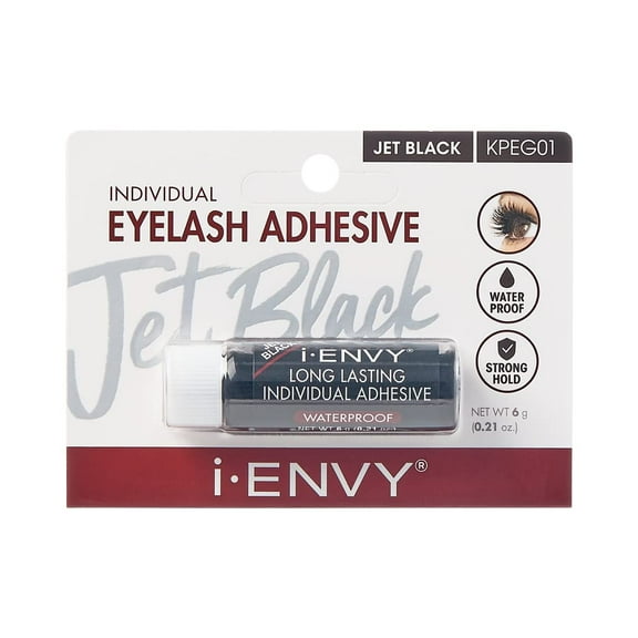 i-Envy Semi-Permanent Lash Glue Adhesive for Individual Cluster Lashes & Lash Extension, Waterproof Strong Hold, Long-Lasting Up to 2 Weeks, Latex-Free, Perfect for Sensitive Eyes (Black, 1 Pack)