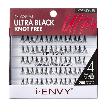 i-ENVY By KISS Ultra Black Knot Free Lashes, Natural & Bold Look, 280 Individual Remy Hair Lashes, Lightweight, Easy-to-Use, Perfect for Subtle Enhancement (Long)