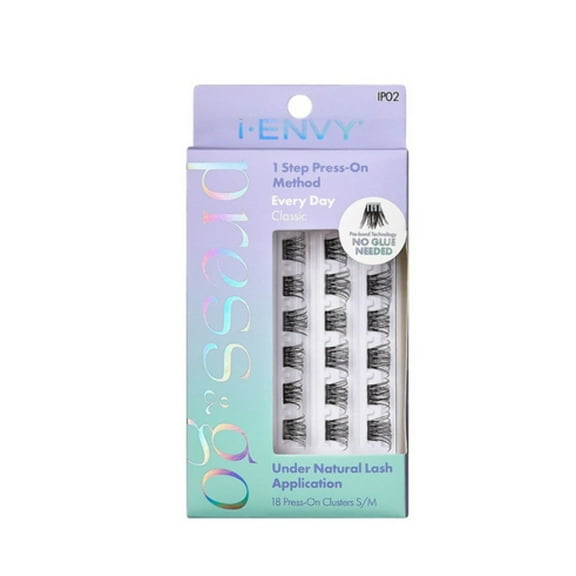 i-ENVY Press&Go Self-Adhesive Eyelashes, No Glue Needed False Eyelash Clusters, Easy Application 1 Step Press-On Lashes, No Damage or Residue (Every Day Classic)