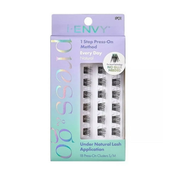 i-ENVY Press&Go Self-Adhesive Eyelashes, No Glue Needed False Eyelash Clusters, Easy Application 1 Step Press-On Lashes, No Damage or Residue (Every Day Natural)