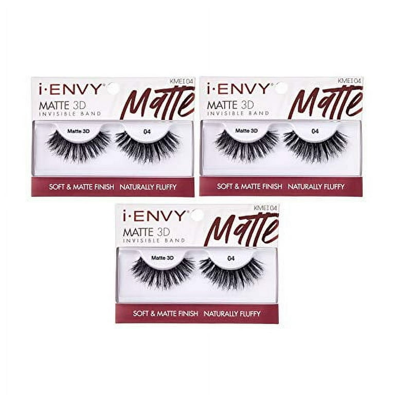 i Envy 3 Pairs False Eyelashes Matte 3D Collection Invisible Band