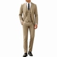 thumbnail image 1 of i·FineLong Men's Beige 3-Piece Suit Set - Daily Business Office Work/Professional Meeting Outfit (Jacket+Vest+Pants), 1 of 8