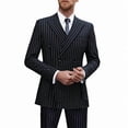 thumbnail image 1 of i.Finelong Men's Black Pinstripe Double-Breasted Suit Set - Formal/Wedding Party Outfit (Jacket & Pants), 1 of 6