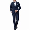 thumbnail image 1 of i.Finelong Men's Dark Navy Slim-Fit 2-Piece Suit Set - Professional Business Interview/Job Application Formal Outfit (Jacket & Pants), 1 of 5