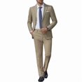 thumbnail image 1 of i.Finelong Men's Light Khaki Slim-Fit 2-Piece Suit Set - Daily Business Commute Office Outfit (Jacket & Pants), 1 of 7