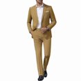 thumbnail image 1 of i.Finelong Men's Tan Slim-Fit 2-Piece Suit Set - Smart Casual Business Date/Evening Outing Outfit (Jacket & Pants), 1 of 7