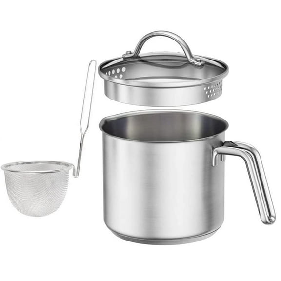 i Kito 1.5 qt Saucepan with Lid & Steamer Basket, Milk Pot with Pour Spout & Handle, 8 Cup Saucepan