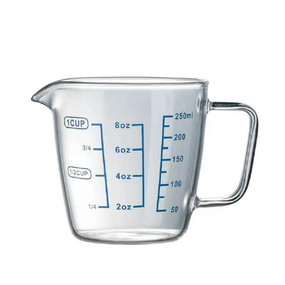 i Kito 1 Cup Glass Measuring Cup for Flour Sugar, 250ML Milk Glass Cups 8oz with Handle