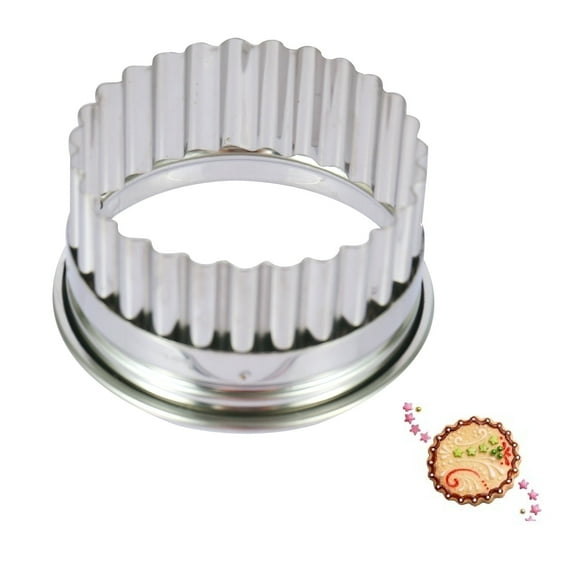 i Kito 3 Inch Scalloped Circle Cookie Cutter Stainless Steel with Protection Cap Commercial Grade Baking Tool for Fondant Cookies