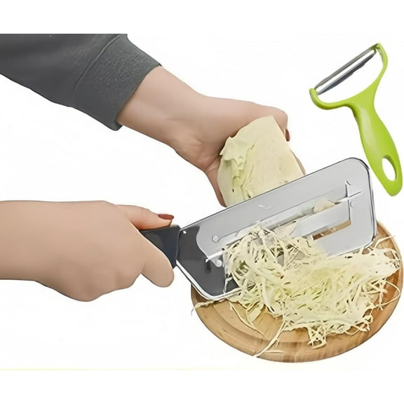 i Kito Cabbage Chopper Handheld, Stainless Steel Cabbage Slicer, Shredded Cabbage Cutter with Wide Mouth Peeler Vegetables Fruit