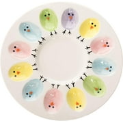 i Kito Ceramic Deviled Egg Platter with Easter Chicks Design