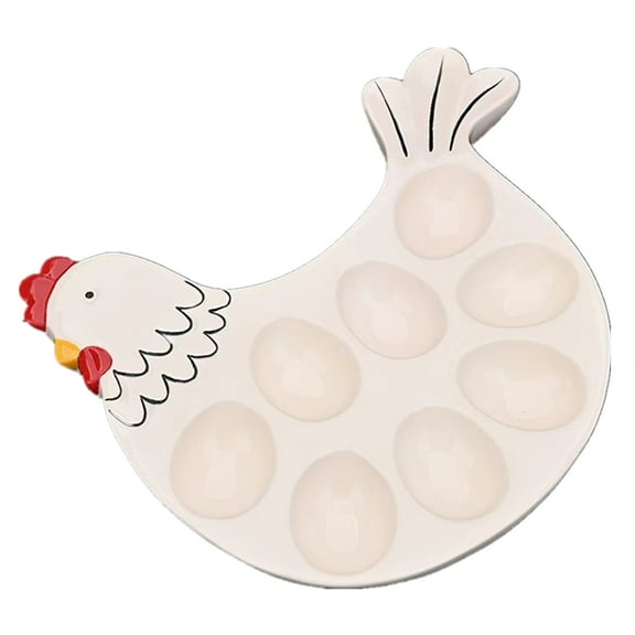 i Kito Deviled Egg Ceramic Tray Easter Serving Platter, Cock Shape, 1 Piece