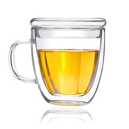 Enindel 3025.01 Simple Style Coffee Mug, Large Glass Coffee Mugs, Clear Tea Cup, 16 oz, Set of 4