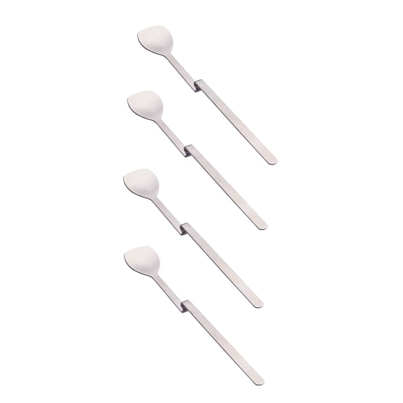 i Kito Espresso Spoon Silver Long Unique Set of 4, Mixing Spoon Set, 7.5inch Coffee Spoon Set 4
