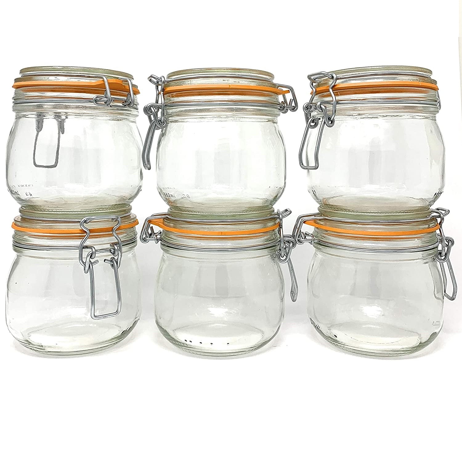 i Kito Glass Jars with Airtight Lids Wide Mouth 16oz, Glass Jar with  Locking Lid 6pack