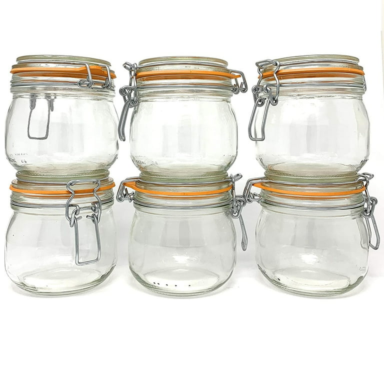 OSQI [Taller] 92oz Glass Jars with Airtight Lid - Set of 3 Large
