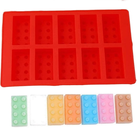 i Kito Silicone Ice Cube Trays for Freezer, Chocolate Candy Molds Silicone for Lego Lovers Red