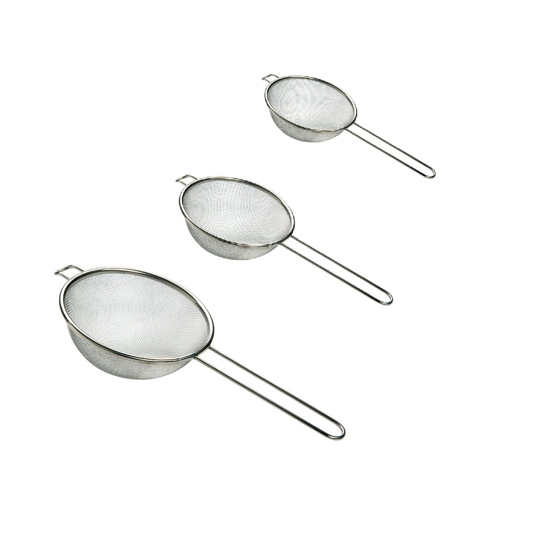 Stainless Steel Fine Mesh Strainers Set with Long Handles, 3 Sizes