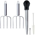thumbnail image 1 of i Kito Turkey Lifter Forks & Turkey Baster Syringe Set for Thanksgiving Stainless Steel, 1 of 8