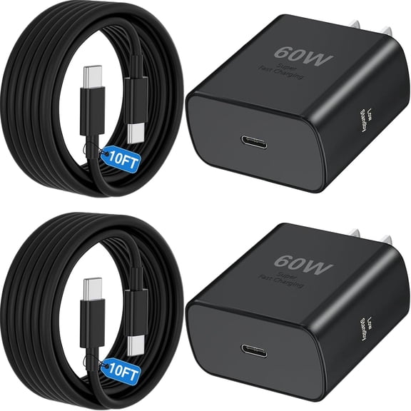60W Super Fast Charger USB C, Type C Charger Fast Charging Android Phone Charger Block with 10FT USB C Chargers Fast Charging Cable Cord for Samsung Galaxy S26 Ultra/S26 /S26/S25Ultra/S25/S24/S23/S22