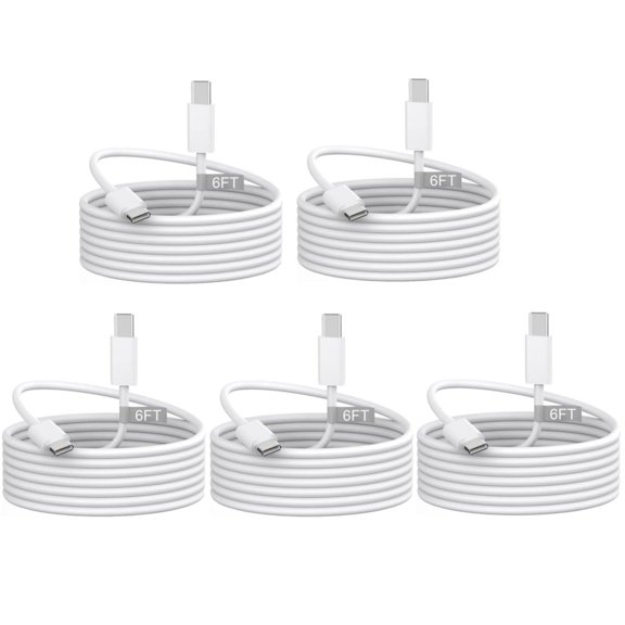 i Phone 17 16 15 Charger,USB C to USB C Cable Charger 60W 5-Pack 6ft Long Type C Fast Charging Cable Cord Compatible with iPhone 17 16 15 Pro Max Plus Samsung S23 Note 20 iPad Pro Air Mini Case