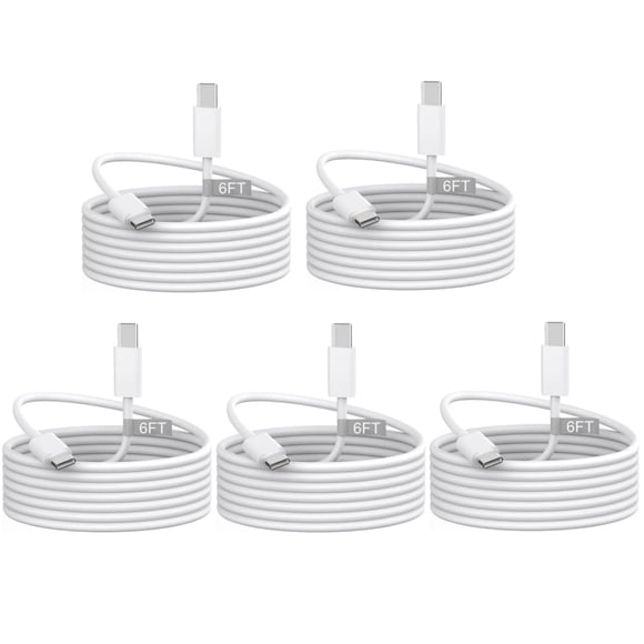 i Phone 17 16 15 Charger,USB C to USB C Cable Charger 60W 5-Pack 6ft Long Type C Fast Charging Cable Cord Compatible with iPhone 17 16 15 Pro Max Plus Samsung S23 Note 20 iPad Pro Air Mini Case