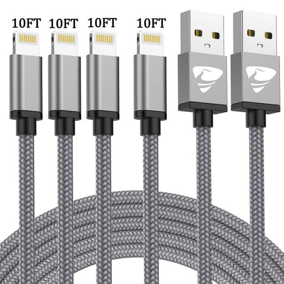 i Phone Cable 10FT 4Pack Aioneus i Phone Charger Cord Nylon Braided USB Charging Cable for i Phone 14/13/12/11/Pro/Max/XS/XR/8/7/SE/i Pad