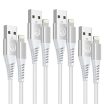 Aioneus iPhone Charger Compatible with iPhone 14/13/12/11, USB A to Light-ning Cables 4Pack 3/3/6/10FT Braided Fast Charging Cord, White